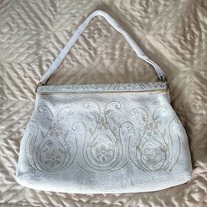 DELILL Vintage Purse Made in France White and Gold RARE Luxurious